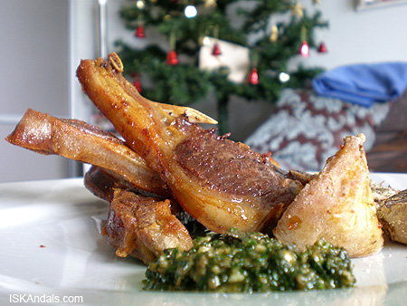Pan-fried lamb chops